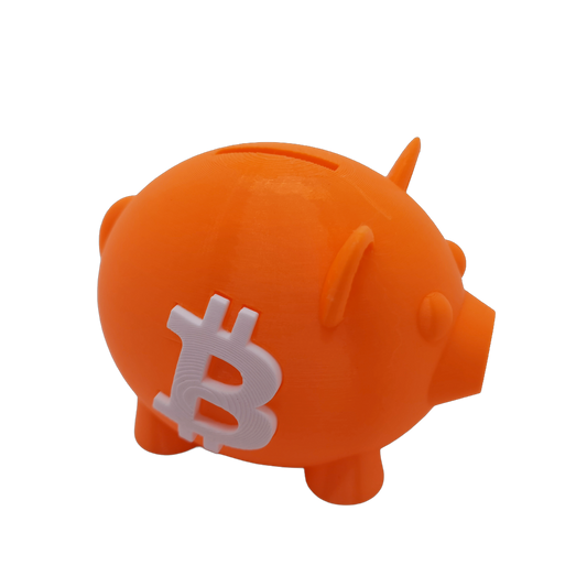 3D Printed Bitcoin Piggy Bank – BTC Logo Coin Savings Bank with Opening Bottom