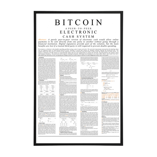 HumblePleb Bitcoin Whitepaper Wall Art – 12" x 18" Crystal Porcelain Print with Aluminum Frame