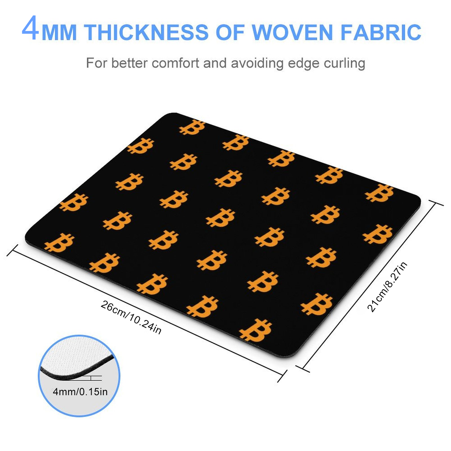 Bitcoin-Themed Mouse Pad with Iconic Orange Logo - High-Precision Surface, Non-Slip Rubber Base, 2 Size Options for Office Gaming and Crypto Enthusiasts