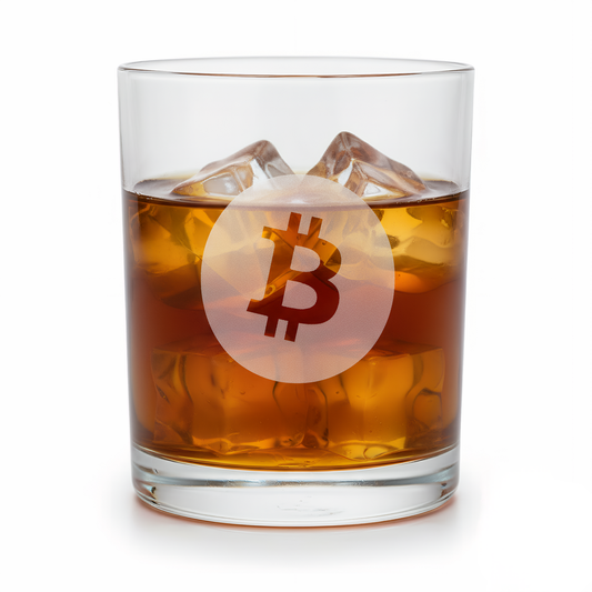 Premium Bitcoin Themed Whiskey Glass Set, Lead-Free Crystal, 11 oz, Novelty Cryptocurrency Design, for Home Bar