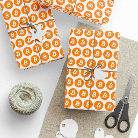 Bitcoin Gift Wrapping Paper Roll – 17" x 120" (10ft) or 30" x 120" (10ft), Crypto Themed Birthday & Holiday Gift Wrap for Christmas, Parties, and Special Occasions