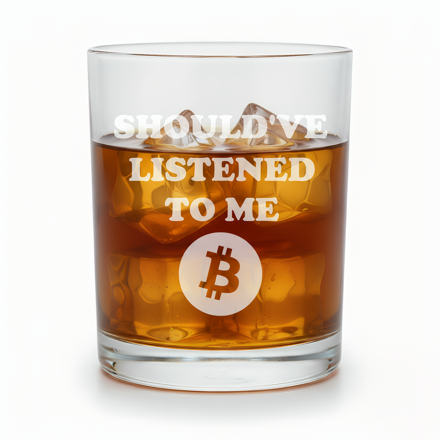 Premium Bitcoin Themed Whiskey Glass Set, Lead-Free Crystal, 11 oz, Novelty Cryptocurrency Design, for Home Bar