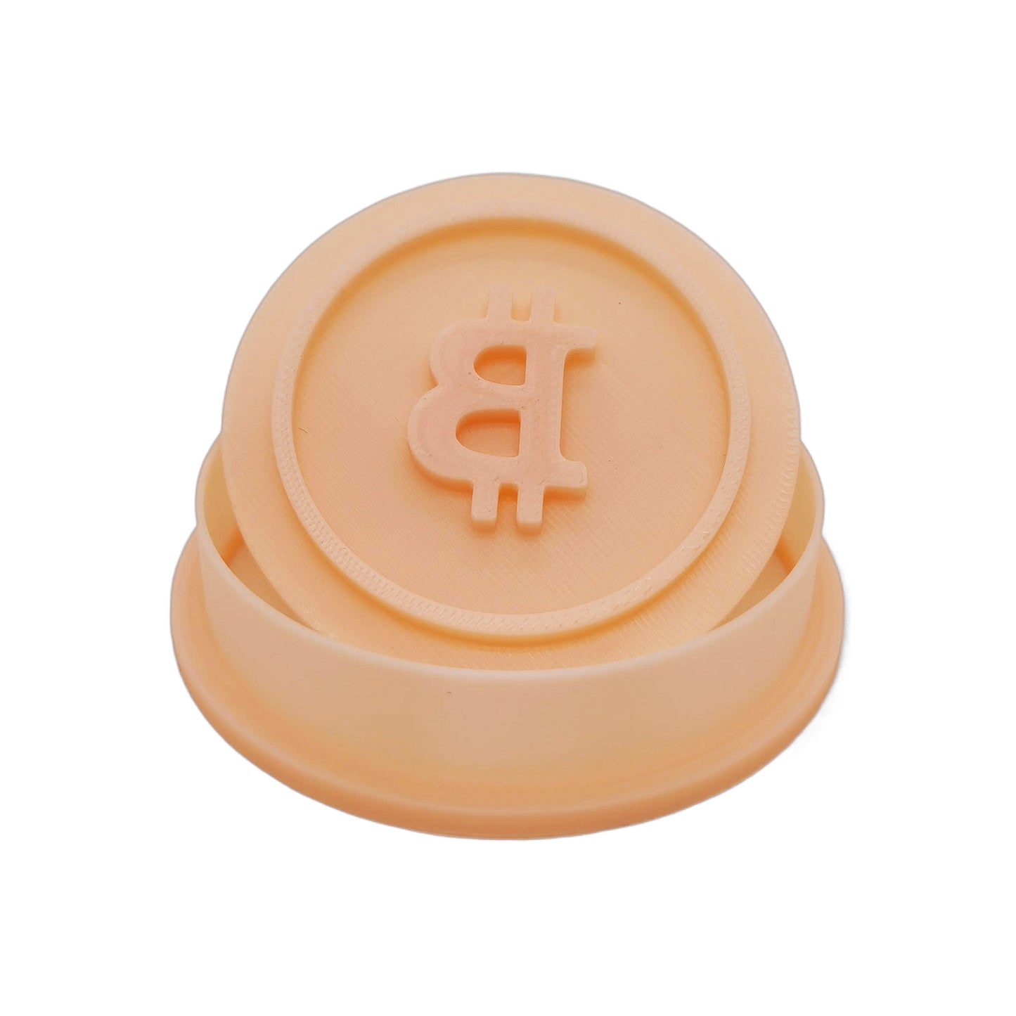 Bitcoin Cookie Cutter with Stamp and Outline, 2.4 Inch PLA Mold with Handle for Cookies, Fondant, and Baking