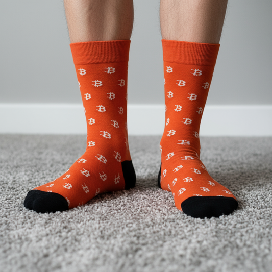 Men's Bitcoin Socks – Crypto BTC Novelty Crew Socks, Funny Cotton Sock for Men, Cryptocurrency Gift Idea
