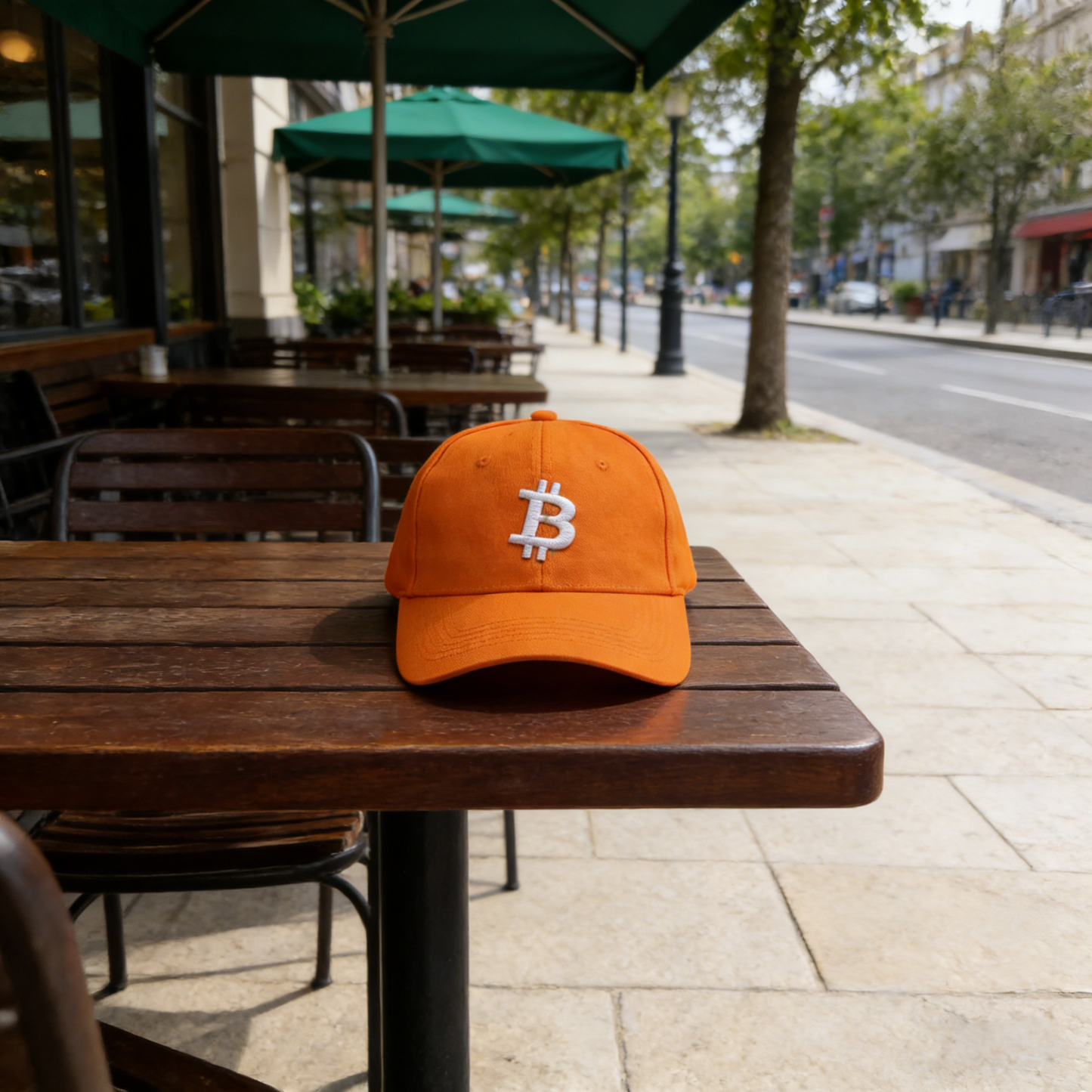 Bitcoin Baseball Cap – Orange Cotton Dad Hat with Embroidered Logo