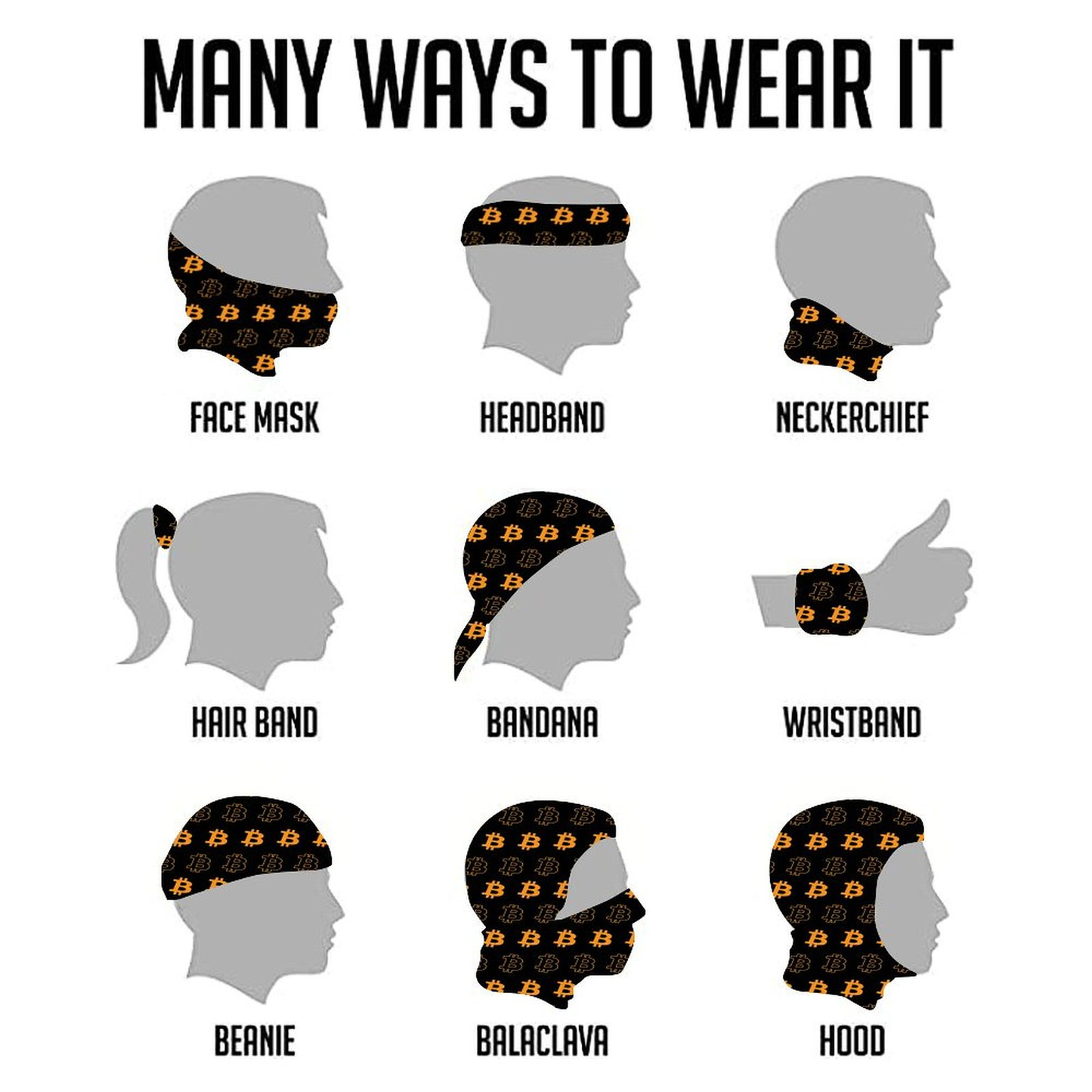 Bitcoin Neck Gaiter – Breathable Multifunctional Face Cover Scarf for Outdoor Activities