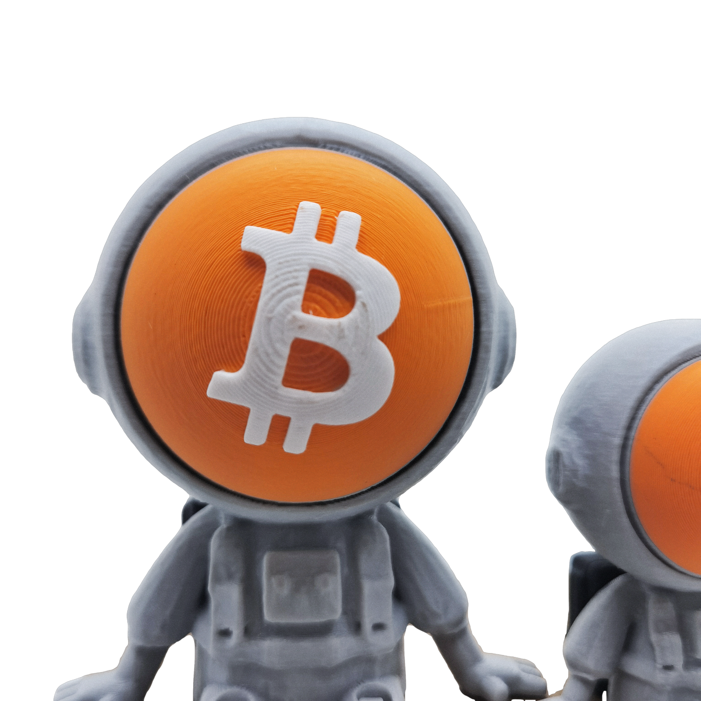 Bitcoin Astronaut Figurine Set – 3D Printed Crypto Astronauts with Flexible Legs and BTC Face Mask, Desk Decor and Gift (2 Pieces)