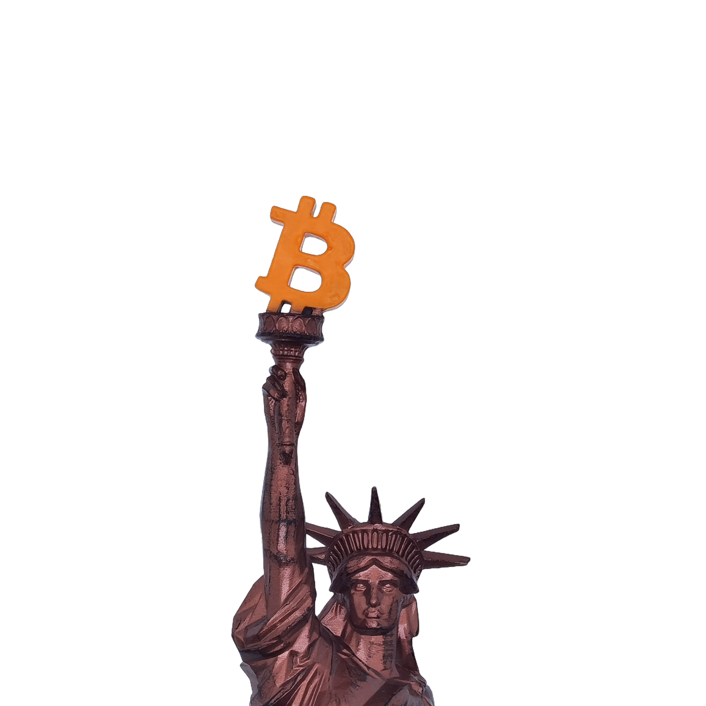 Statue of Liberty with Bitcoin Torch – 10" Resin Sculpture with Cold Cast Bronze Finish, Unique Crypto Art Collectible Decor