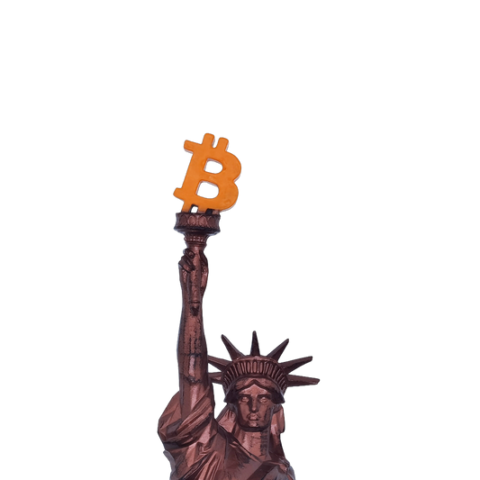 Statue of Liberty with Bitcoin Torch – 10" Resin Sculpture with Cold Cast Bronze Finish, Unique Crypto Art Collectible Decor