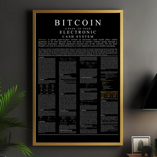 HumblePleb Bitcoin Whitepaper Wall Art – 12" x 18" Crystal Porcelain Print with Aluminum Frame
