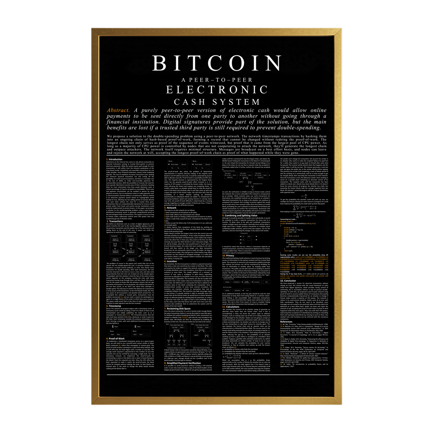 HumblePleb Bitcoin Whitepaper Wall Art – 12" x 18" Crystal Porcelain Print with Aluminum Frame