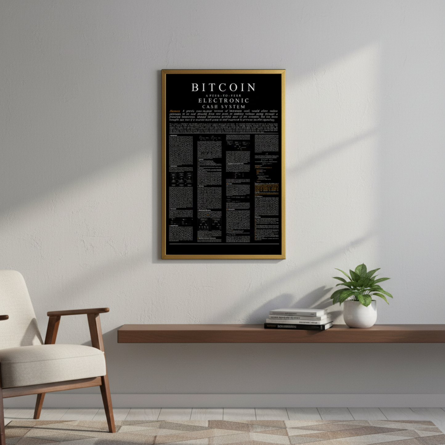HumblePleb Bitcoin Whitepaper Wall Art – 12" x 18" Crystal Porcelain Print with Aluminum Frame