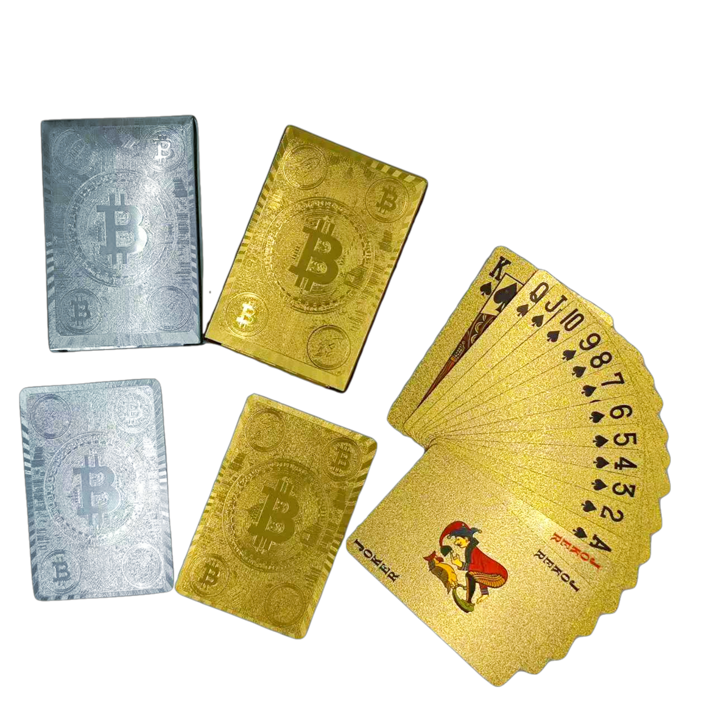 Bitcoin Waterproof Playing Cards – 2-Pack Gold & Silver Foil PET Poker Decks