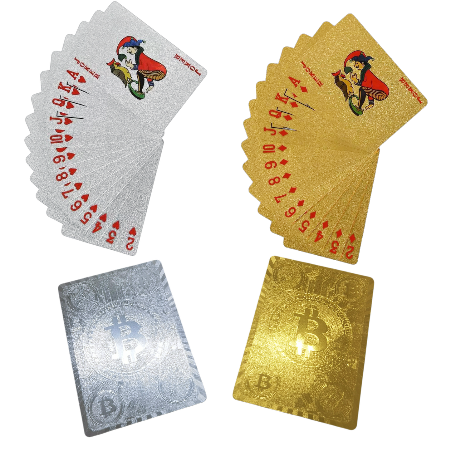 Bitcoin Waterproof Playing Cards – 2-Pack Gold & Silver Foil PET Poker Decks