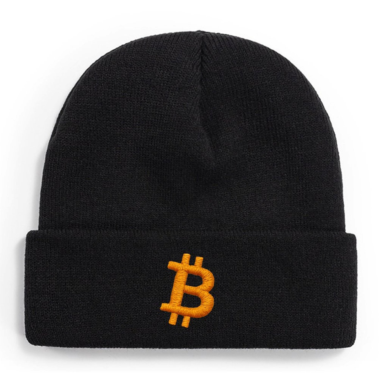 Bitcoin Logo Knit Beanie – Soft Stretchable Winter Hat for Adults