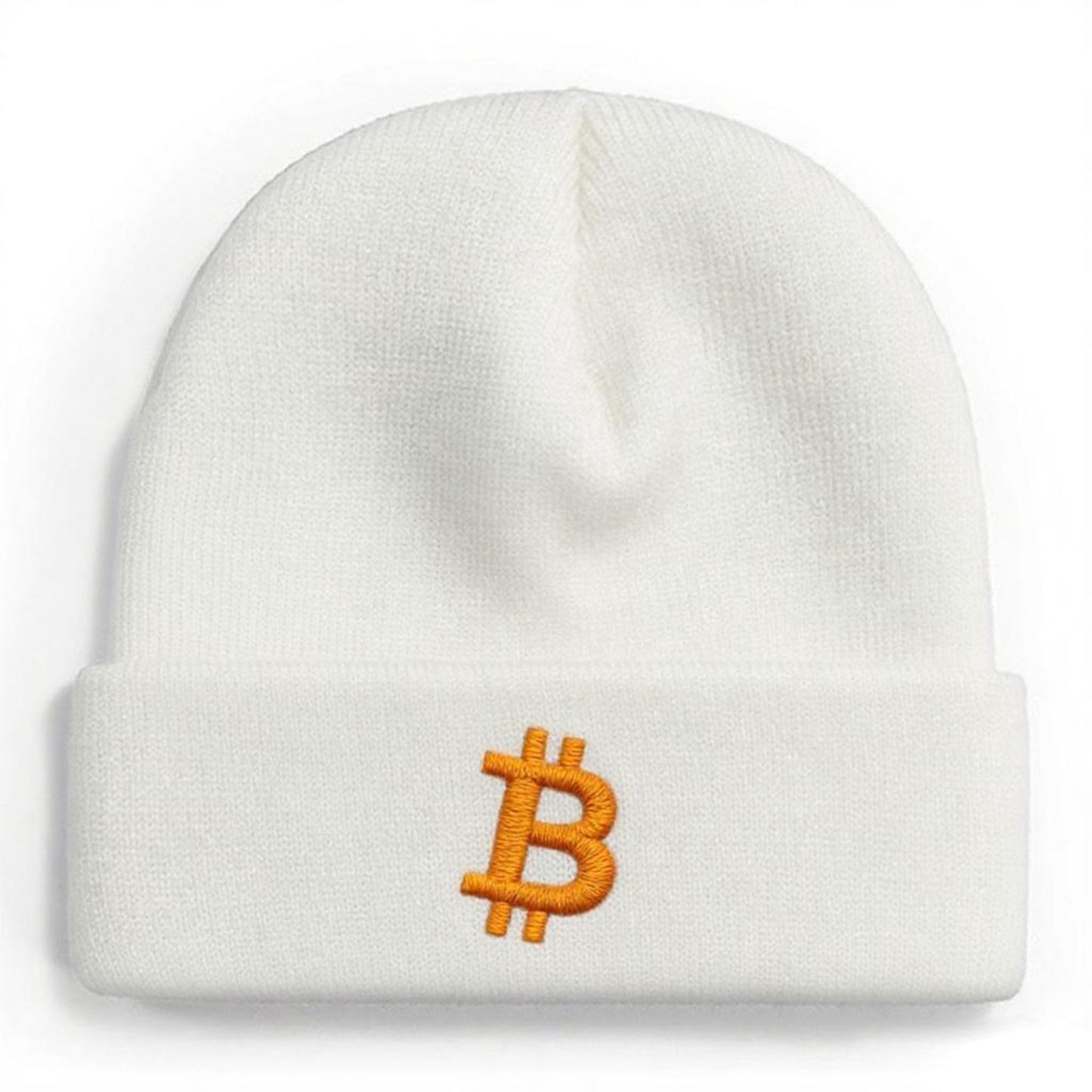 Bitcoin Logo Knit Beanie – Soft Stretchable Winter Hat for Adults