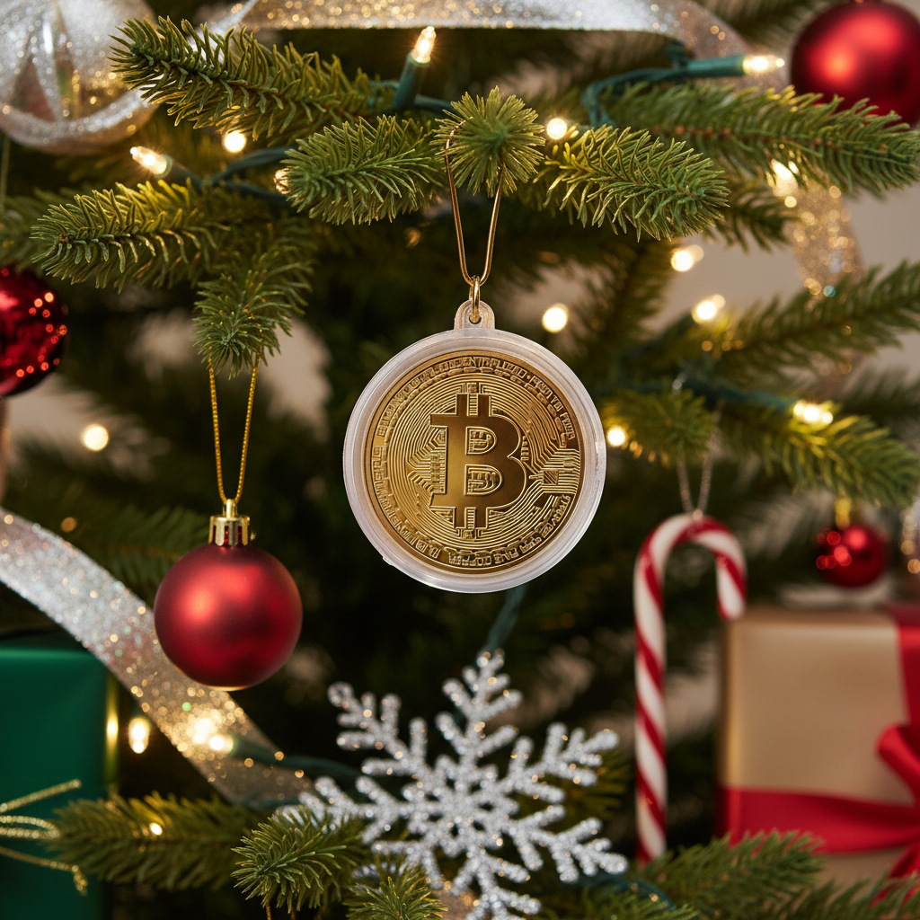 Bitcoin Christmas Ornament Coin – 1.9" Gold or Silver Holiday Tree Decoration with Protective Case