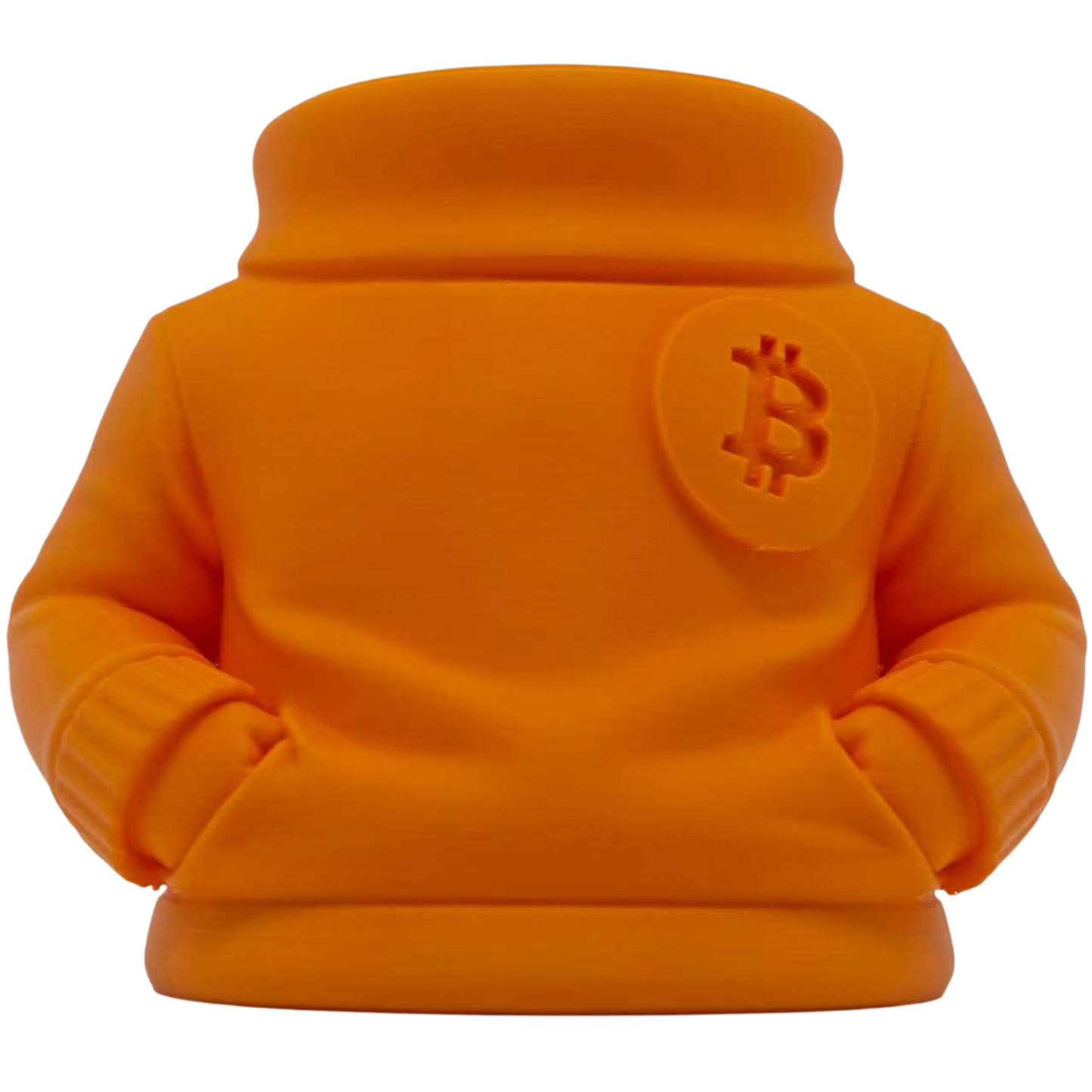 Bitcoin Sweater Pencil Holder – Orange Crypto Desk Organizer
