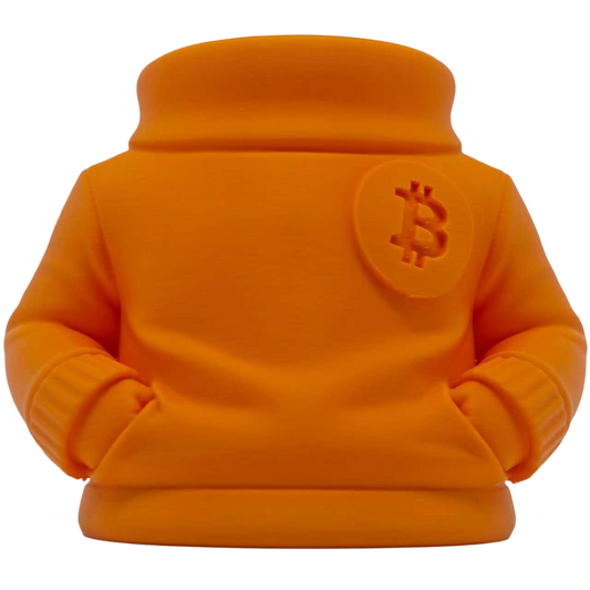 Bitcoin Sweater Pencil Holder – Orange Crypto Desk Organizer