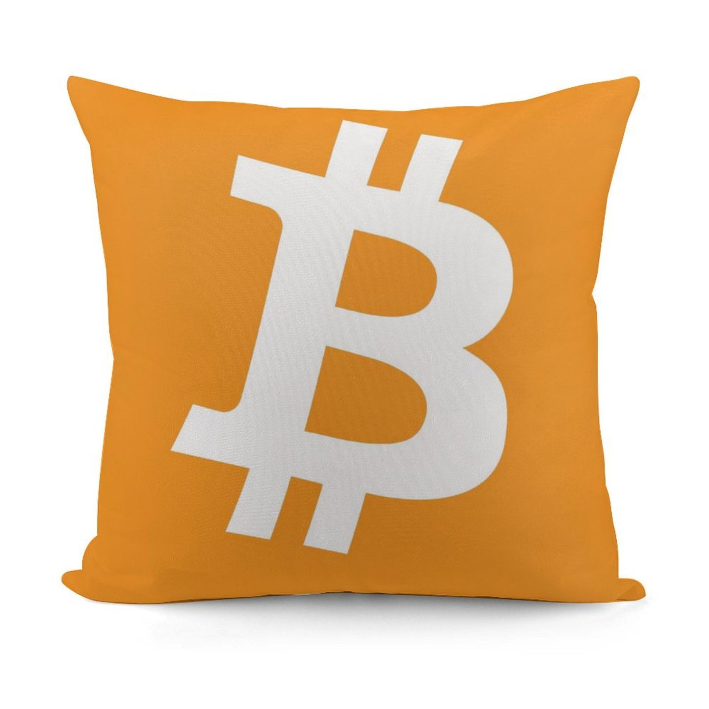 Bitcoin Decorative Throw Pillow – 18" x 18" Orange Velvet Pillow with Insert
