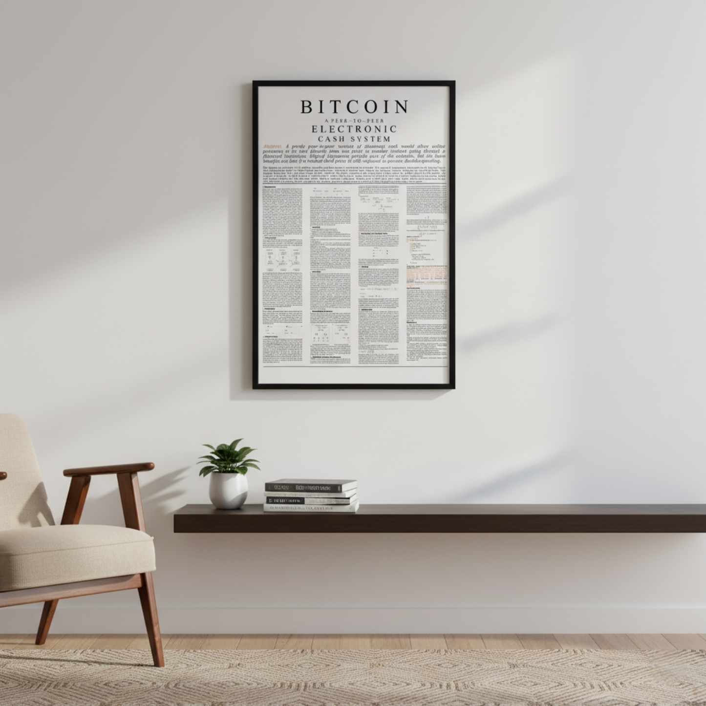 HumblePleb Bitcoin Whitepaper Wall Art – 12" x 18" Crystal Porcelain Print with Aluminum Frame
