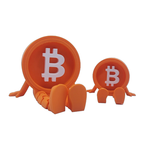 Mr. Bitcoin Figurine Set – 3D Printed Crypto Desk Figures with Flexible Legs