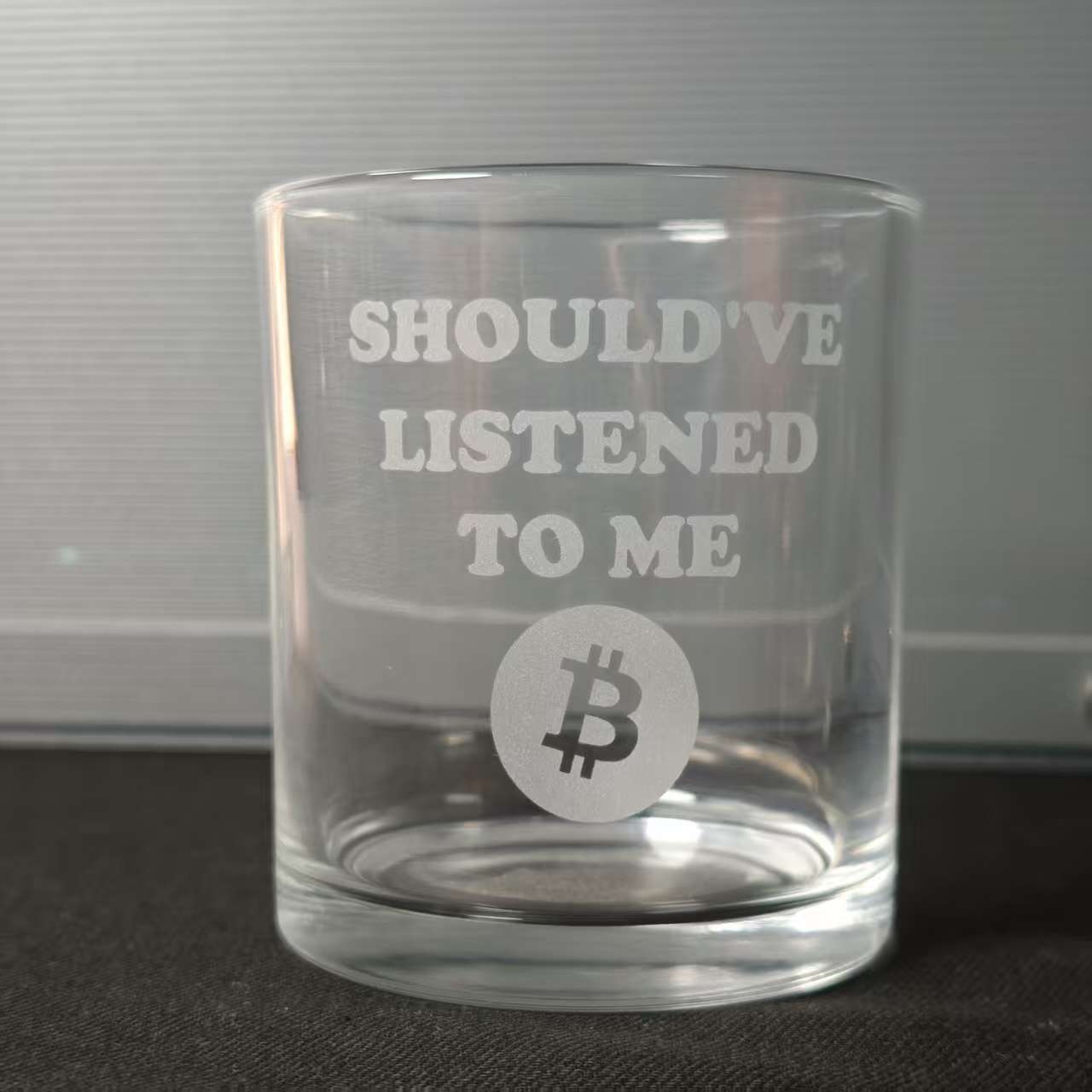 Premium Bitcoin Themed Whiskey Glass Set, Lead-Free Crystal, 11 oz, Novelty Cryptocurrency Design, for Home Bar