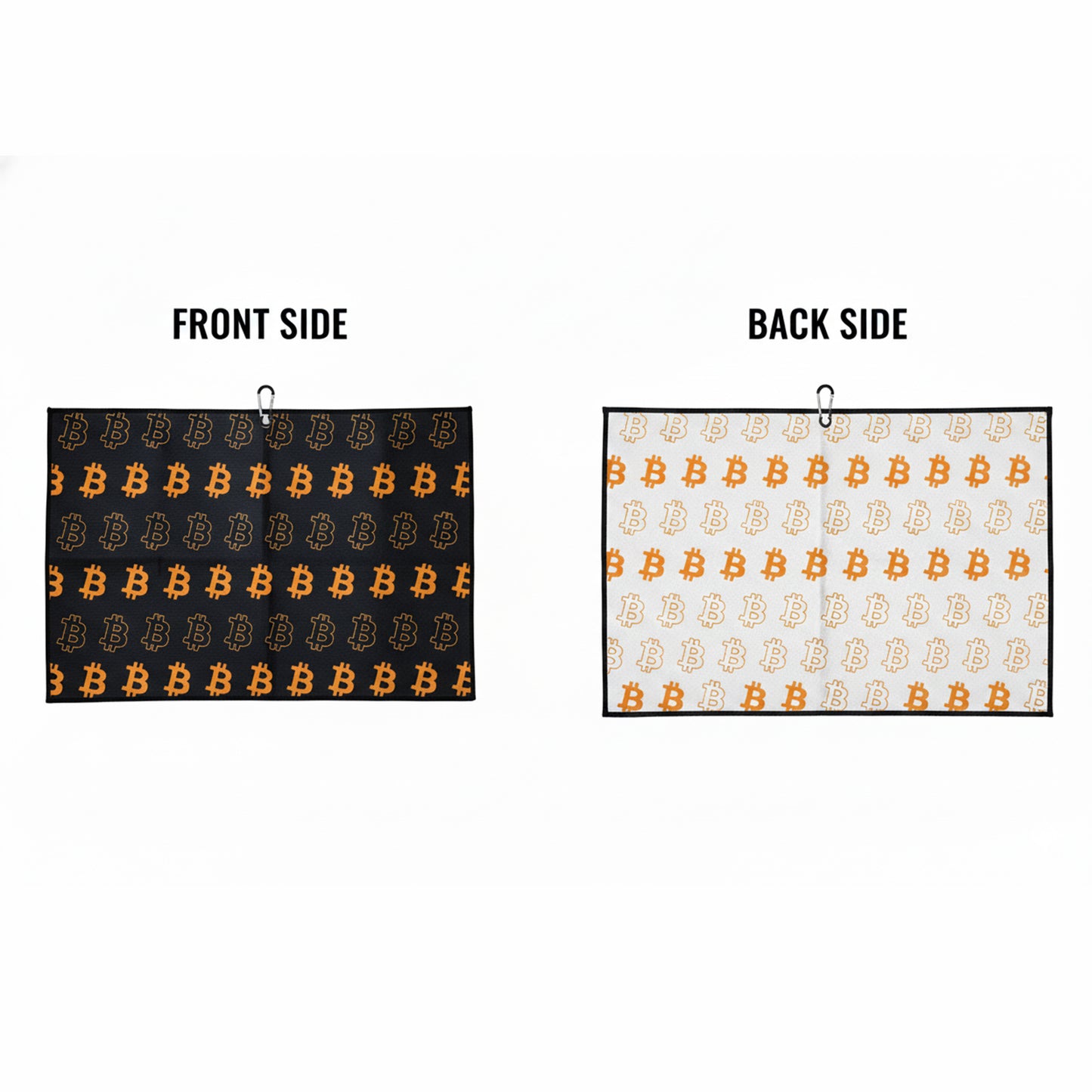 Bitcoin Golf Towel with Metal Clip – Black & White Waffle Microfiber Golf Towel
