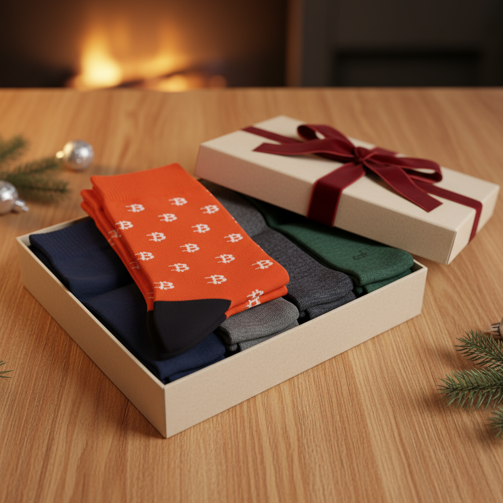Men's Bitcoin Socks – Crypto BTC Novelty Crew Socks, Funny Cotton Sock for Men, Cryptocurrency Gift Idea