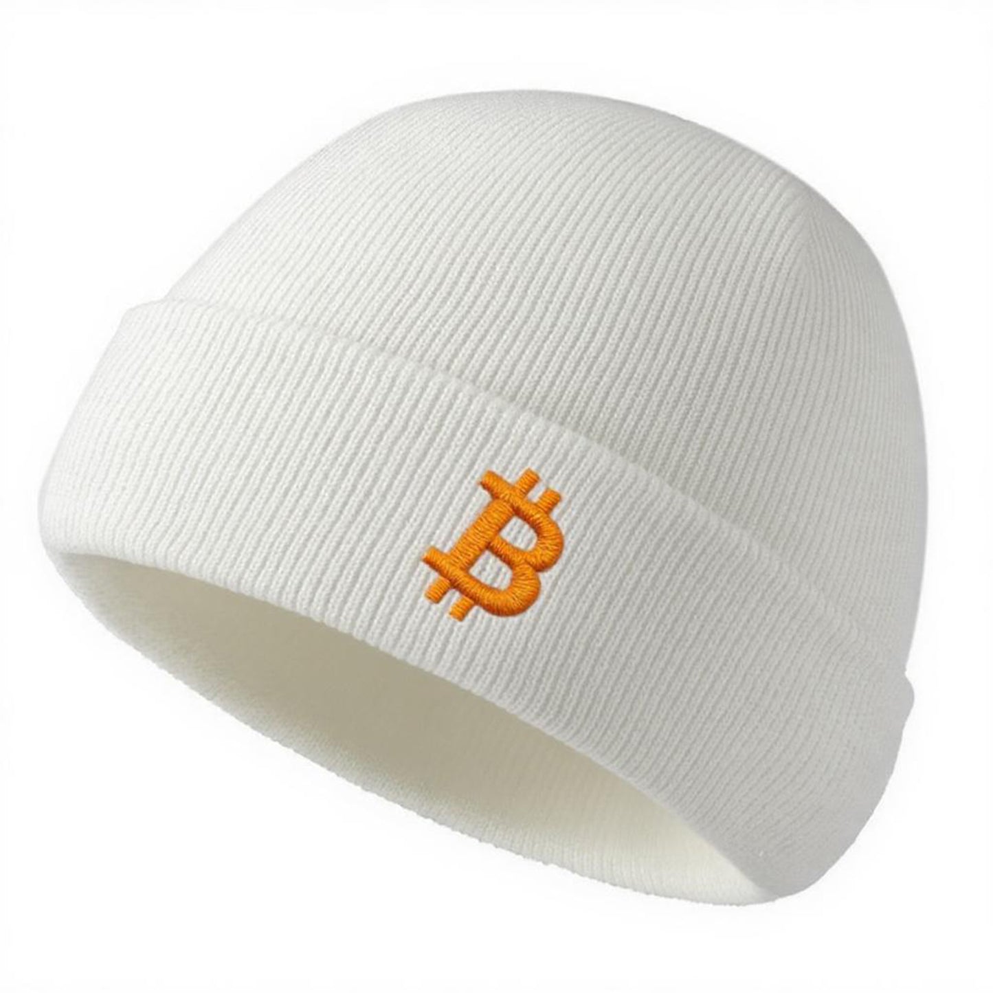 Bitcoin Logo Knit Beanie – Soft Stretchable Winter Hat for Adults