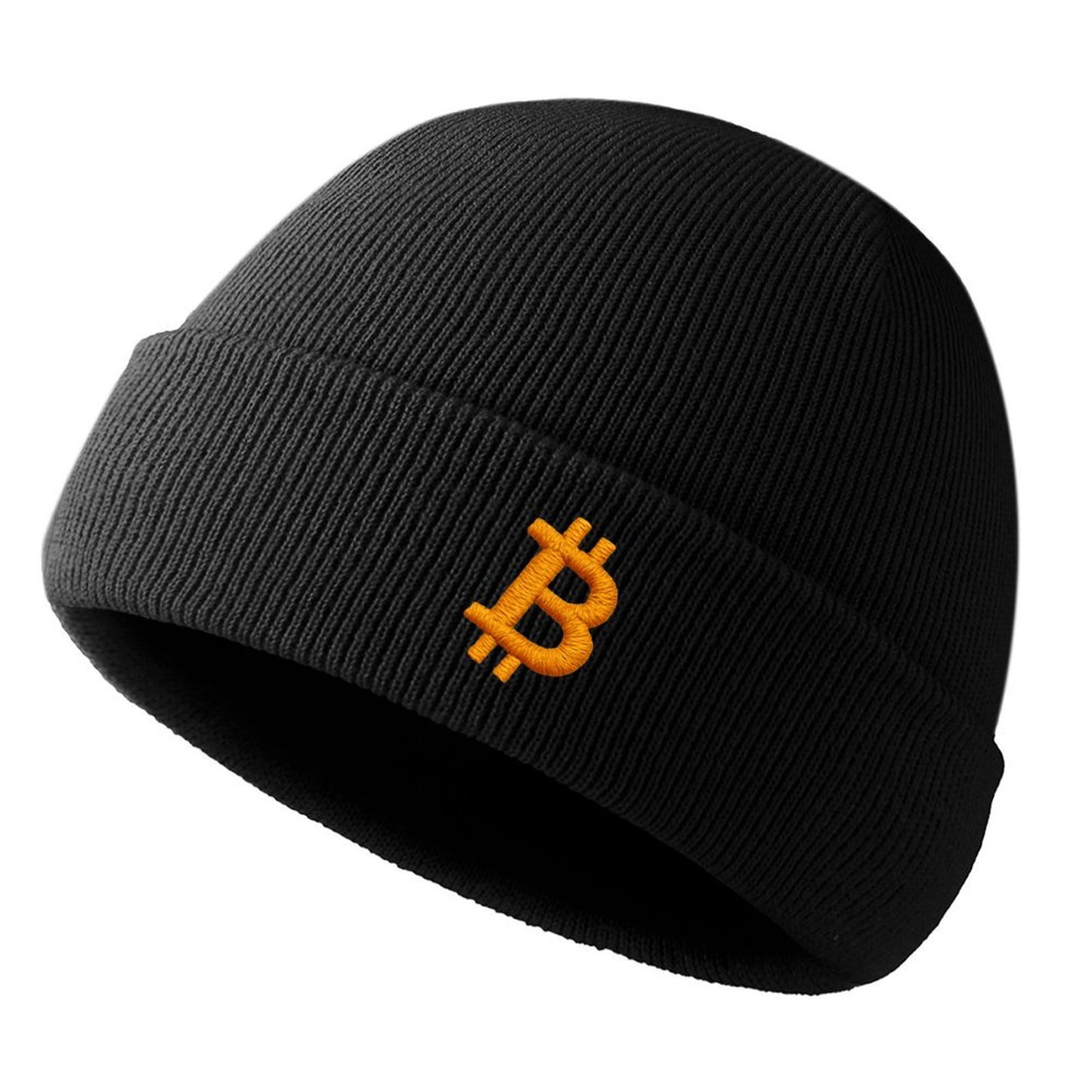 Bitcoin Logo Knit Beanie – Soft Stretchable Winter Hat for Adults