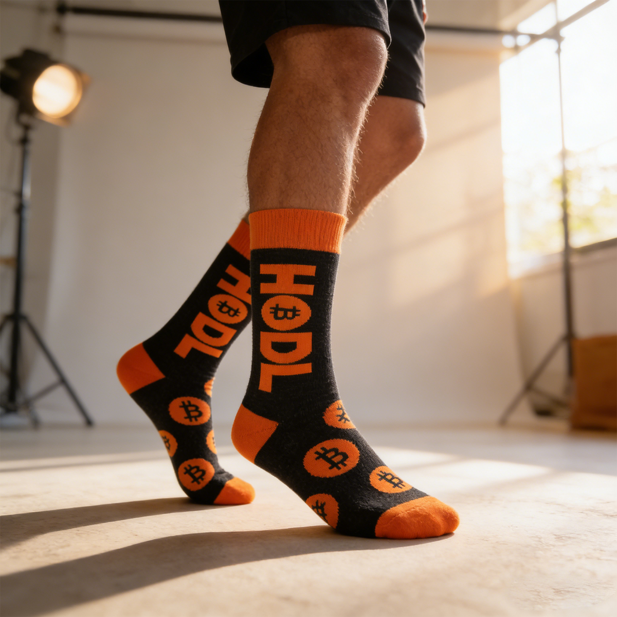 Men's Bitcoin Socks – Crypto BTC Novelty Crew Socks, Funny Cotton Sock for Men, Cryptocurrency Gift Idea