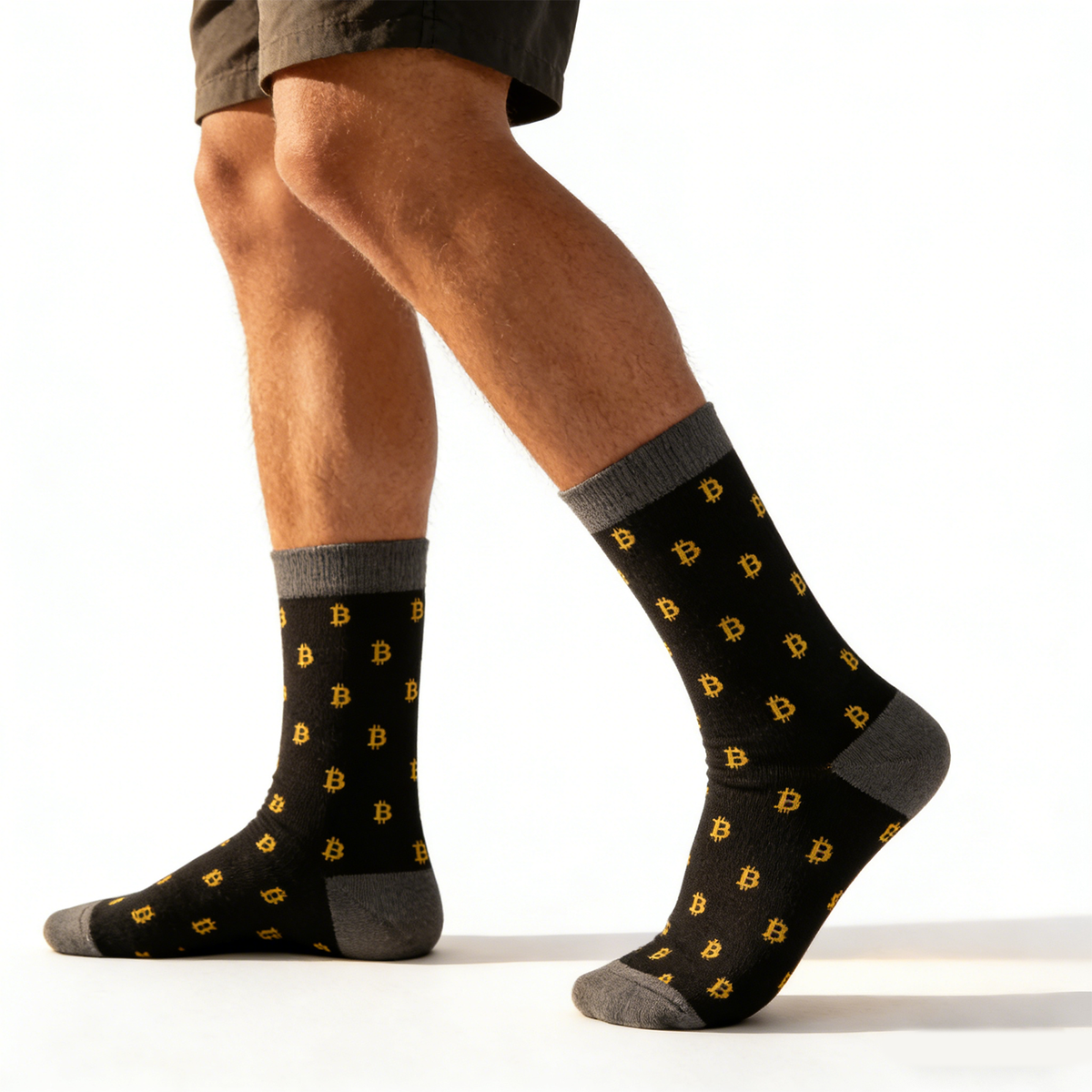 Men's Bitcoin Socks – Crypto BTC Novelty Crew Socks, Funny Cotton Sock for Men, Cryptocurrency Gift Idea