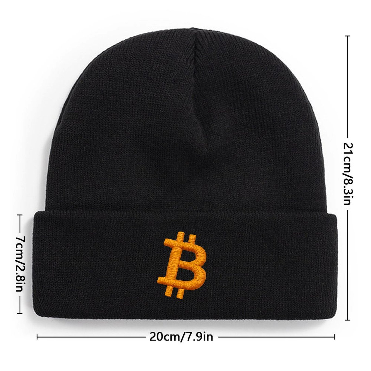 Bitcoin Logo Knit Beanie – Soft Stretchable Winter Hat for Adults