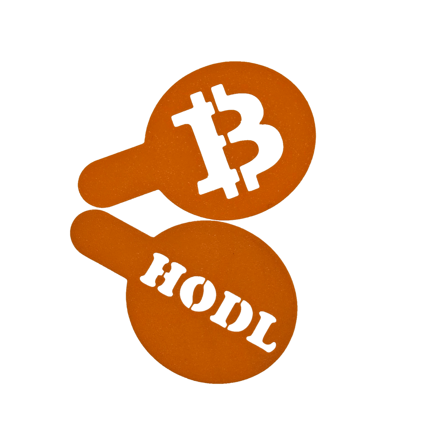 Bitcoin Coffee Stencil Set – 2-Pack HODL Latte Art Templates