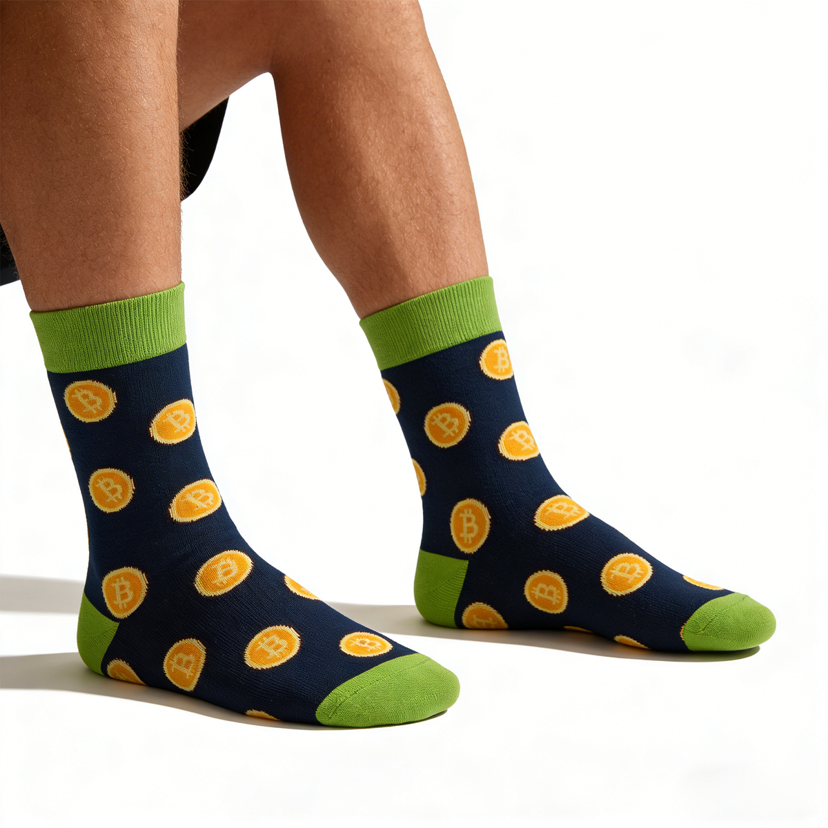 Men's Bitcoin Socks – Crypto BTC Novelty Crew Socks, Funny Cotton Sock for Men, Cryptocurrency Gift Idea