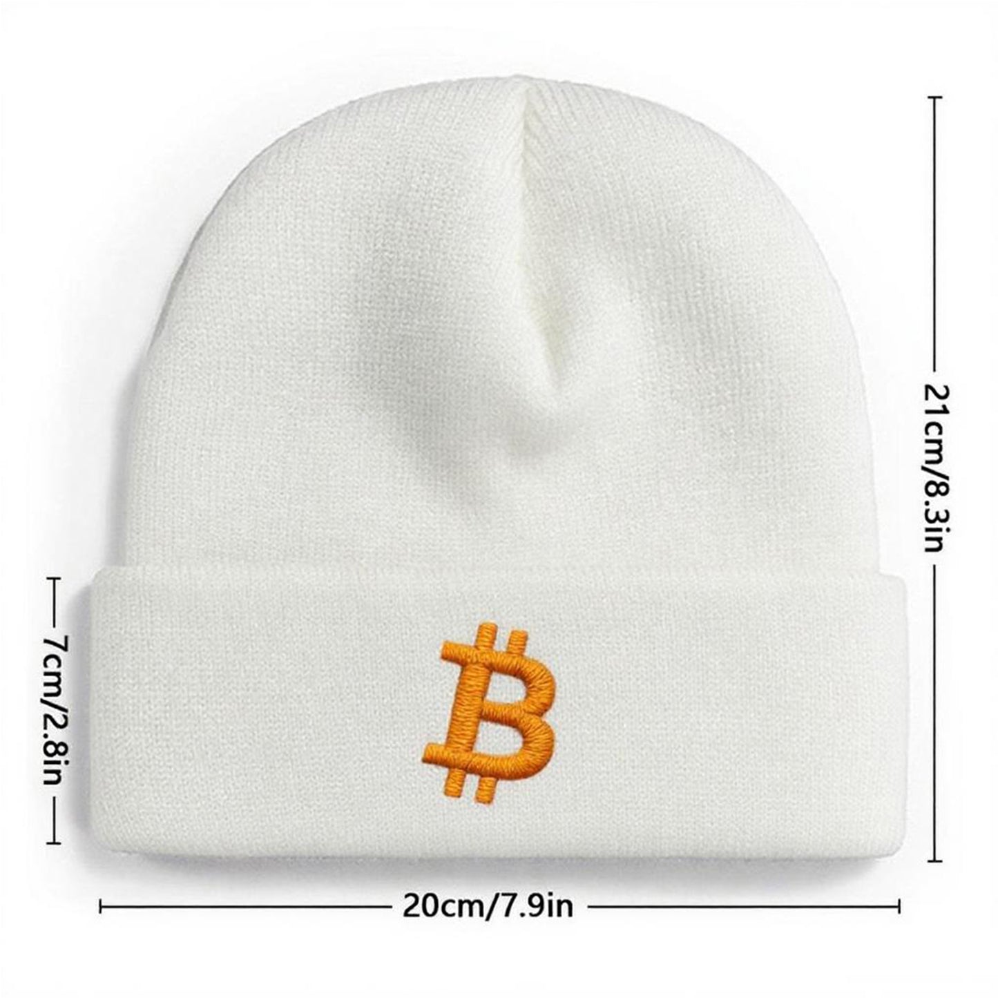 Bitcoin Logo Knit Beanie – Soft Stretchable Winter Hat for Adults