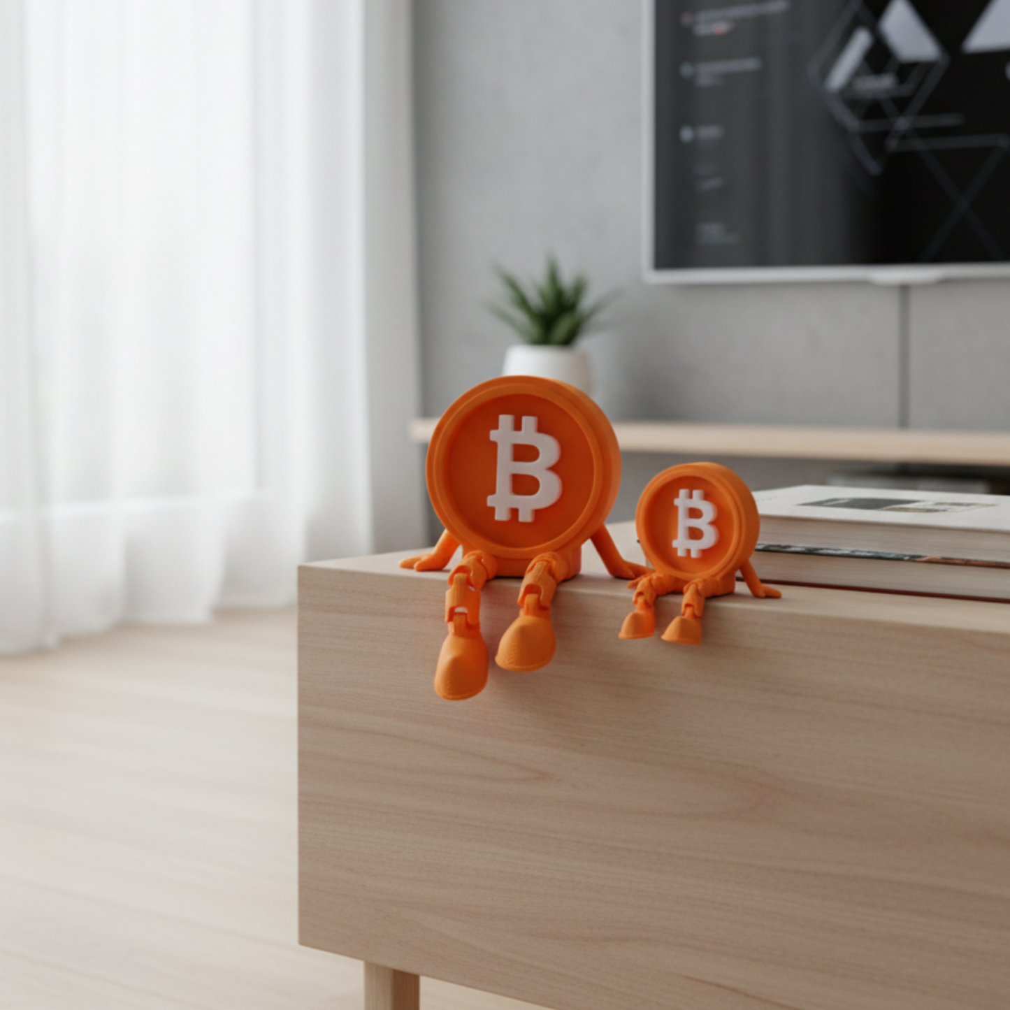 Mr. Bitcoin Figurine Set – 3D Printed Crypto Desk Figures with Flexible Legs