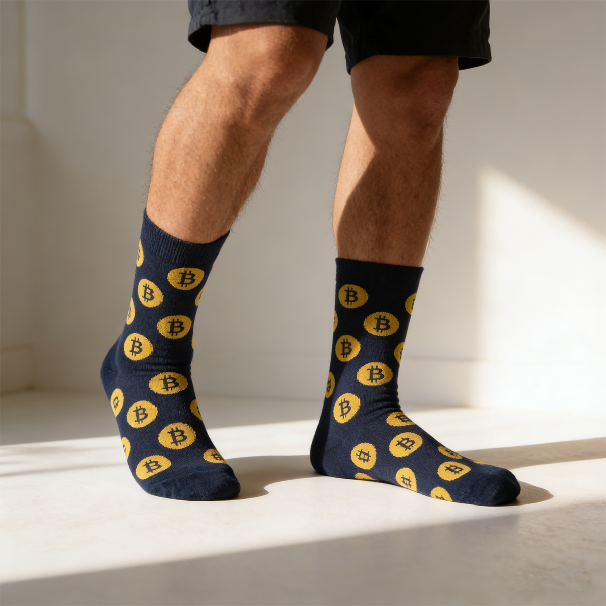 Men's Bitcoin Socks – Crypto BTC Novelty Crew Socks, Funny Cotton Sock for Men, Cryptocurrency Gift Idea
