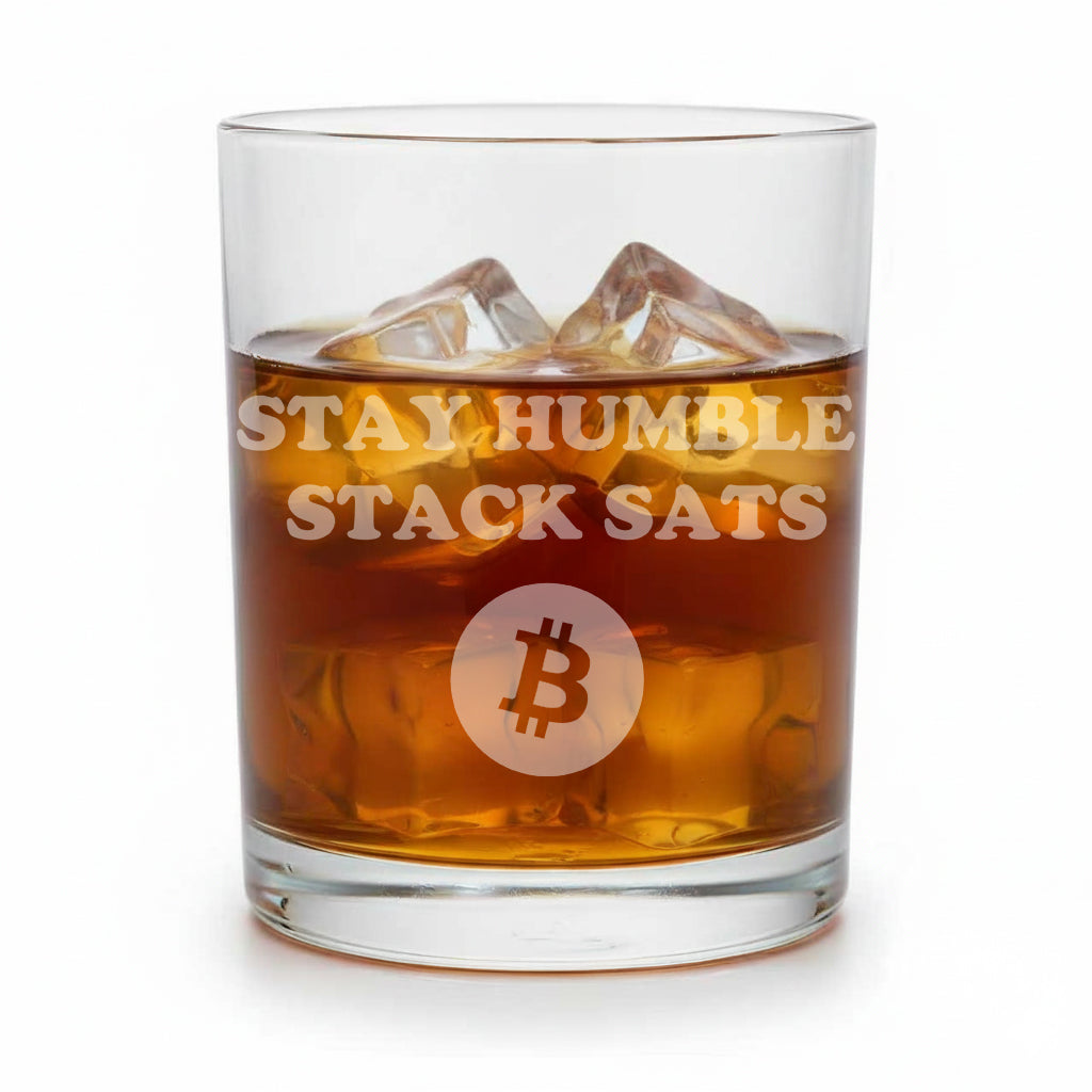 Premium Bitcoin Themed Whiskey Glass Set, Lead-Free Crystal, 11 oz, Novelty Cryptocurrency Design, for Home Bar