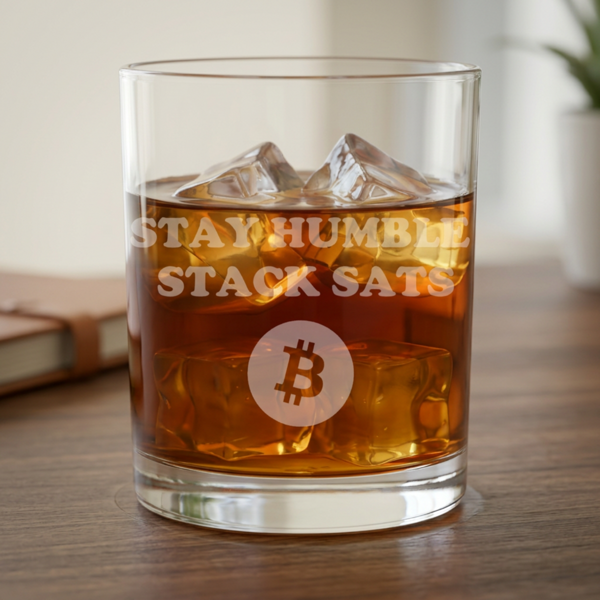 Premium Bitcoin Themed Whiskey Glass Set, Lead-Free Crystal, 11 oz, Novelty Cryptocurrency Design, for Home Bar