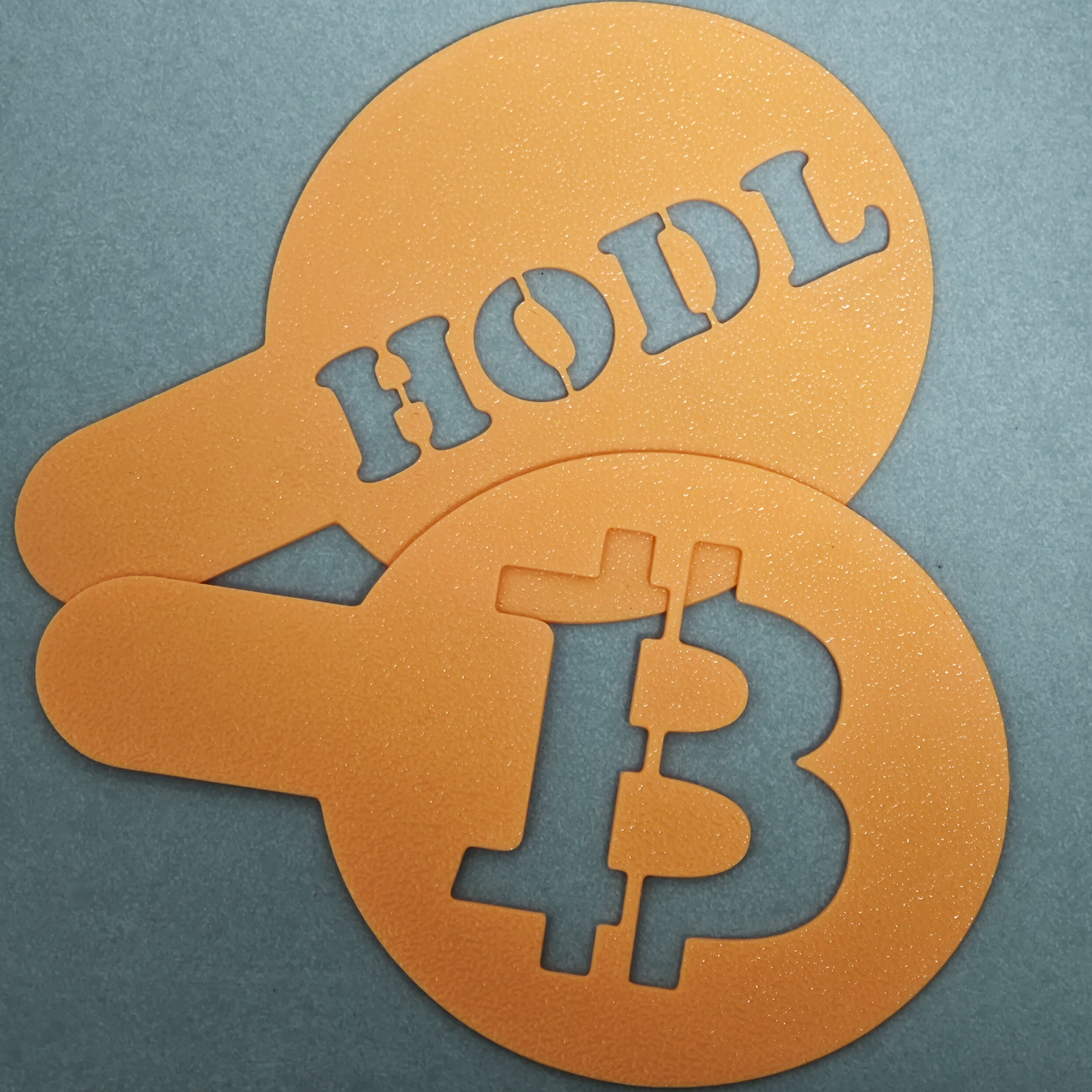 Bitcoin Coffee Stencil Set – 2-Pack HODL Latte Art Templates