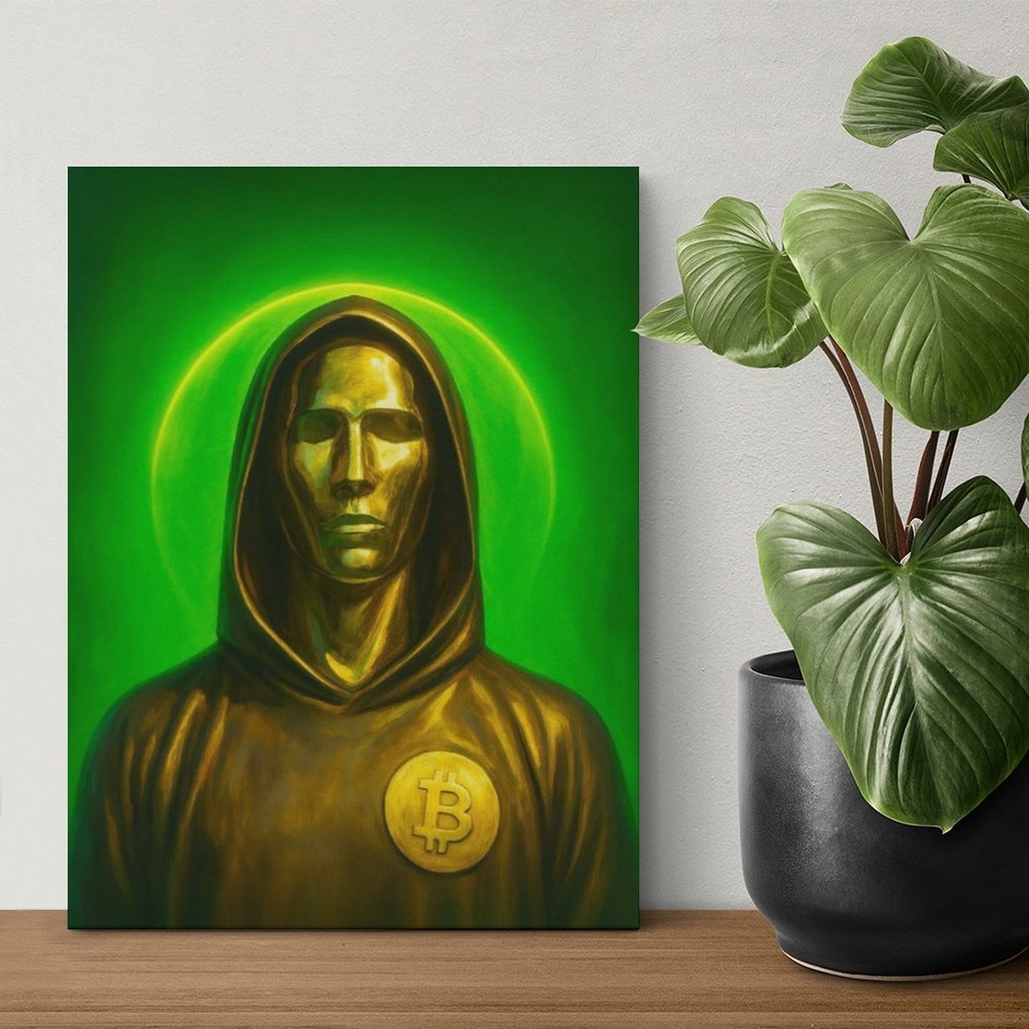 HumblePleb Bitcoin Wall Art – 11" x 14" Canvas Print Featuring Satoshi Nakamoto