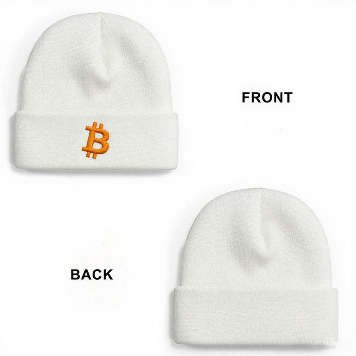 Bitcoin Logo Knit Beanie – Soft Stretchable Winter Hat for Adults