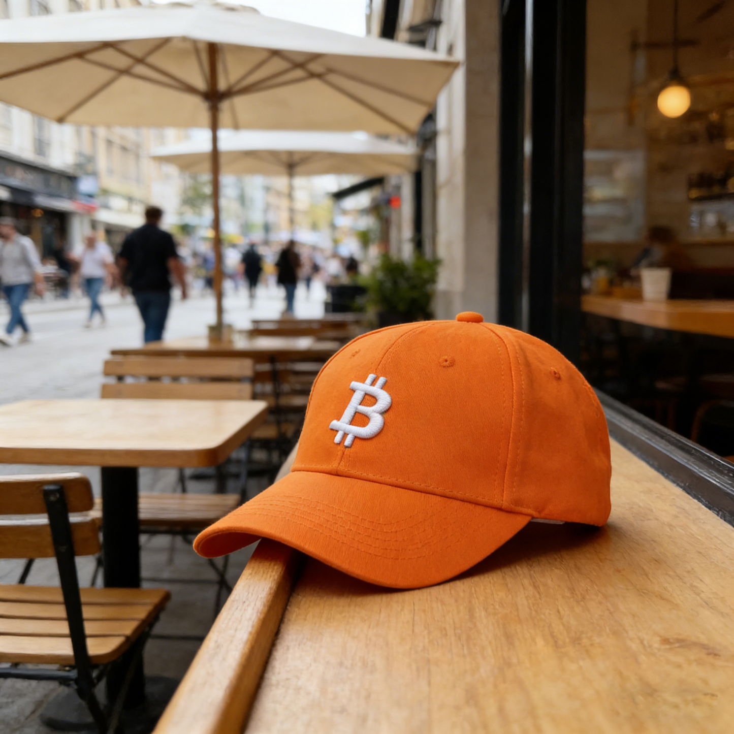 Bitcoin Baseball Cap – Orange Cotton Dad Hat with Embroidered Logo