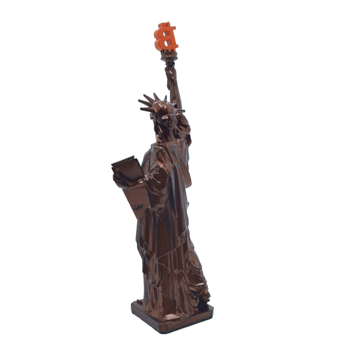 Statue of Liberty with Bitcoin Torch – 10" Resin Sculpture with Cold Cast Bronze Finish, Unique Crypto Art Collectible Decor