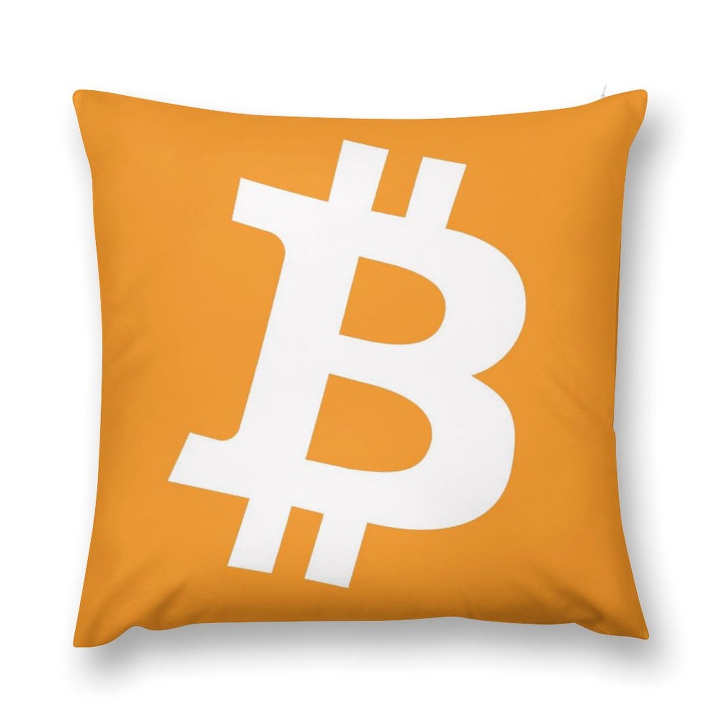 Bitcoin Decorative Throw Pillow – 18" x 18" Orange Velvet Pillow with Insert