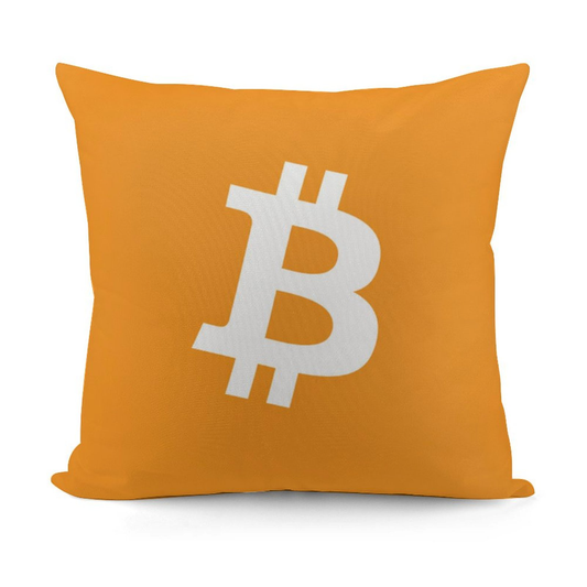 Bitcoin Decorative Throw Pillow Cover, Holland Velvet, 18x18 Inch, Hidden Zipper, Square, Washable, Cryptocurrency Theme
