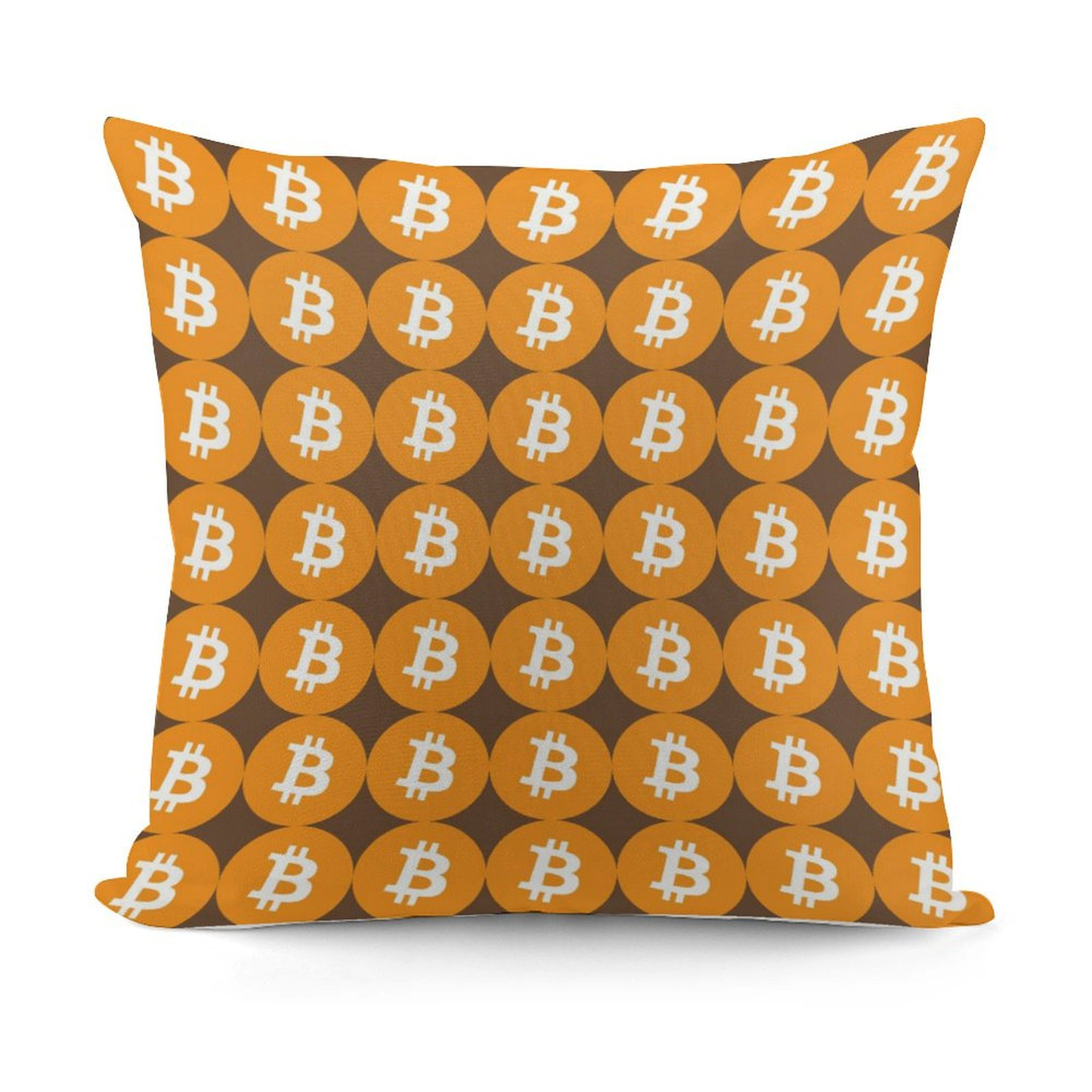 Bitcoin Decorative Throw Pillow Cover, Holland Velvet, 18x18 Inch, Hidden Zipper, Square, Washable, Cryptocurrency Theme