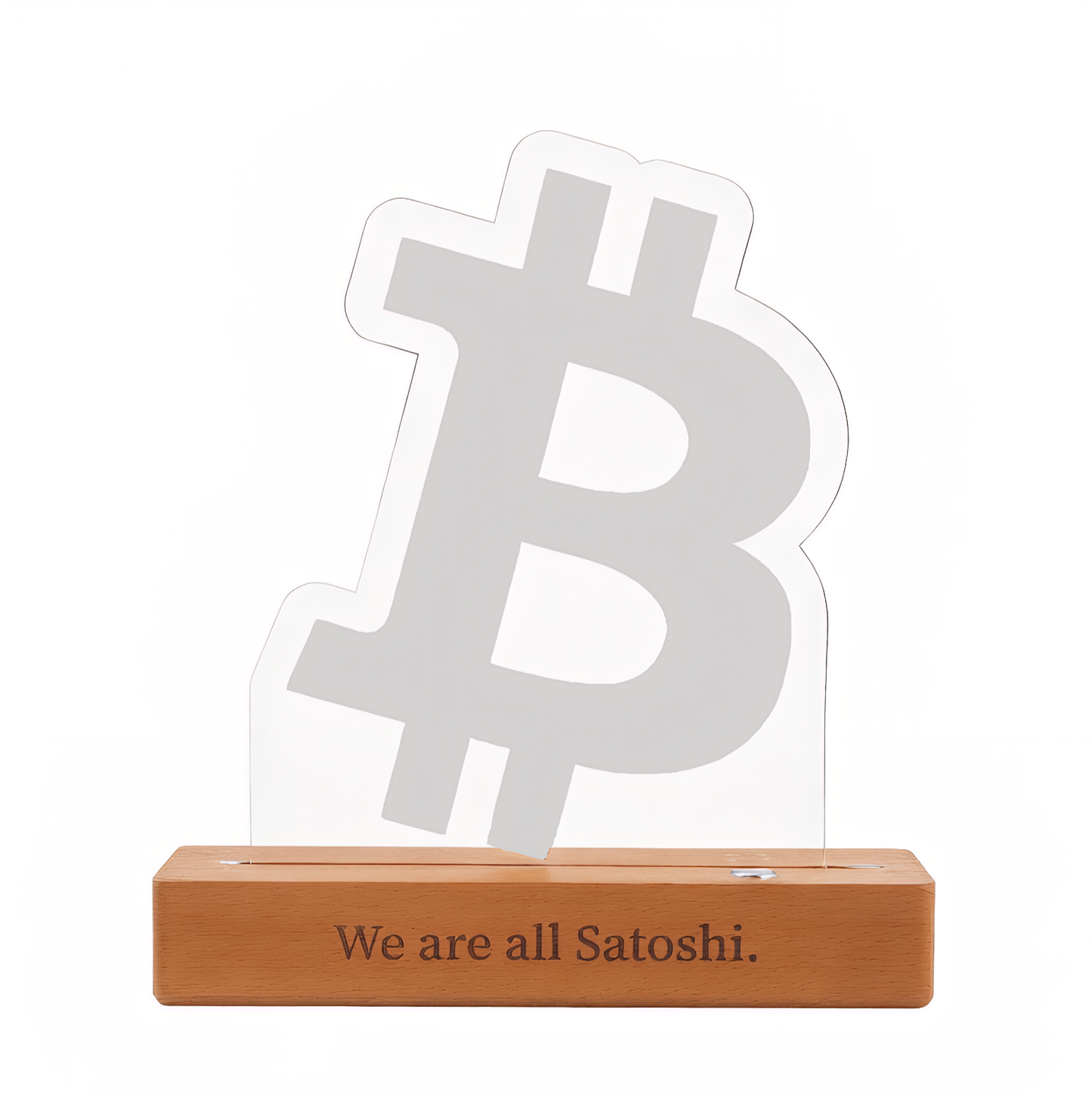 Bitcoin Logo Night Light – 7.1" Color-Changing LED Desk Lamp with Wood Base